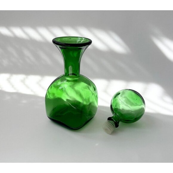 Vintage Midcentury modern Empoli Glass Square Decanter w/ Stopper - Picture 1 of 10